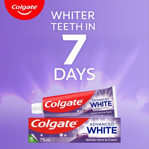 Colgate Advanced White Purple Teeth Whitening Toothpaste 75ml thumbnail 2
