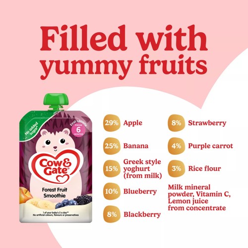 Cow & Gate Fruit Pouch Forest Fruit Baby Food 6+ Months thumbnail 3