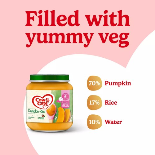 Cow & Gate Pumpkin Rice Baby Food Snack Jar 6+ Months thumbnail 3