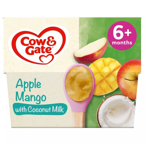 Cow & Gate Apple, Mango with Coconut Milk Baby Food Pot 6+ Months 4x95g