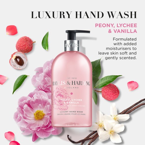 Baylis & Harding Peony, Lychee & Vanilla Hand Wash 500ml thumbnail 2