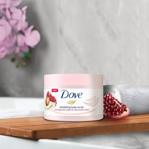 Dove Shower Body Scrub Jar Pomegranate 225ml thumbnail 3