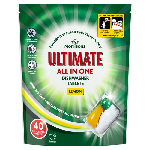 Morrisons Ultimate All In One Dishwasher Tablets Lemon 40 Pack