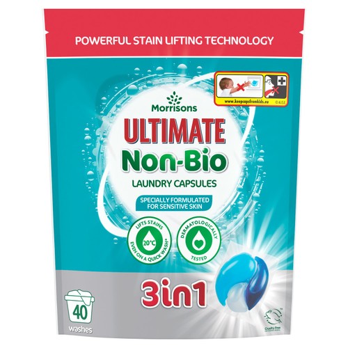 Morrisons 3 in 1 Ultimate Non-Bio Laundry Capsules 40 Washes