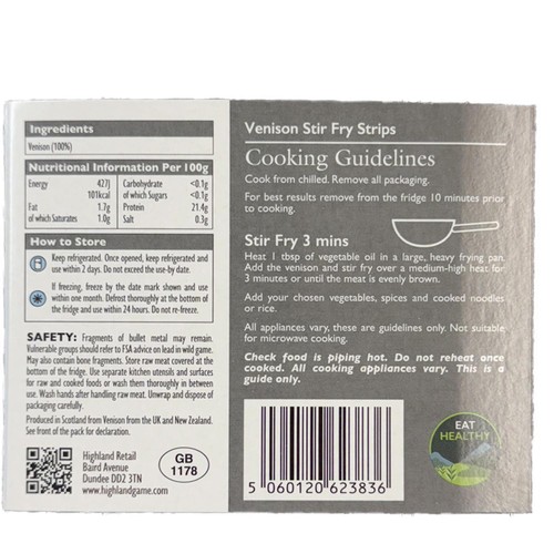 Highland Game Venison Stir Fry 250g thumbnail 2