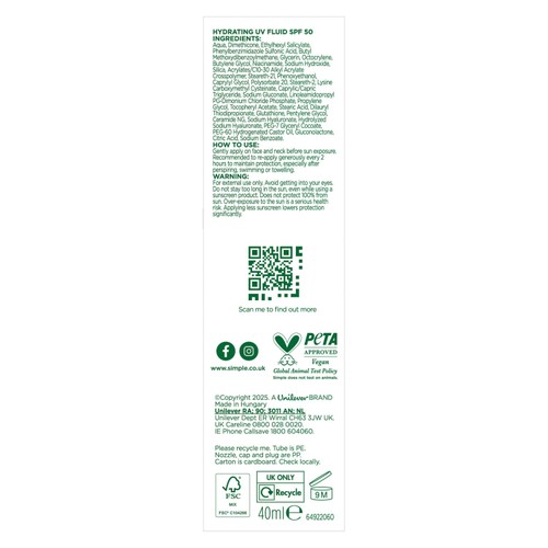Simple SPF Moisturiser Hydrating Fluid 40ml thumbnail 6