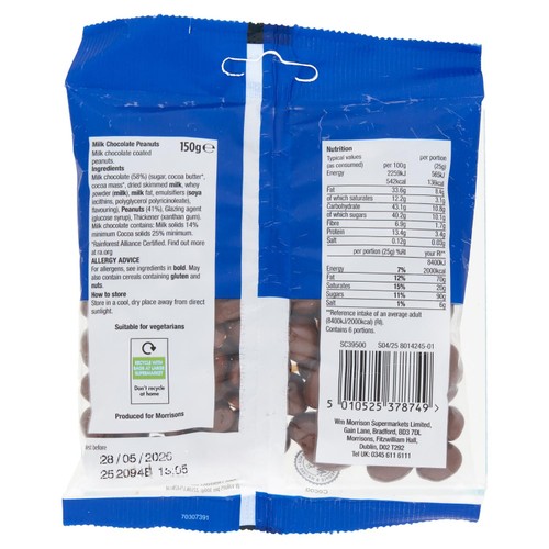 Morrisons Milk Chocolate Peanuts 150g thumbnail 2