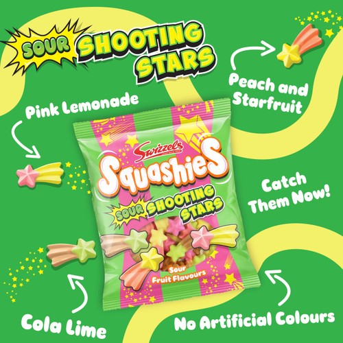 Swizzels Squashies Sour Shooting Stars 100g thumbnail 2