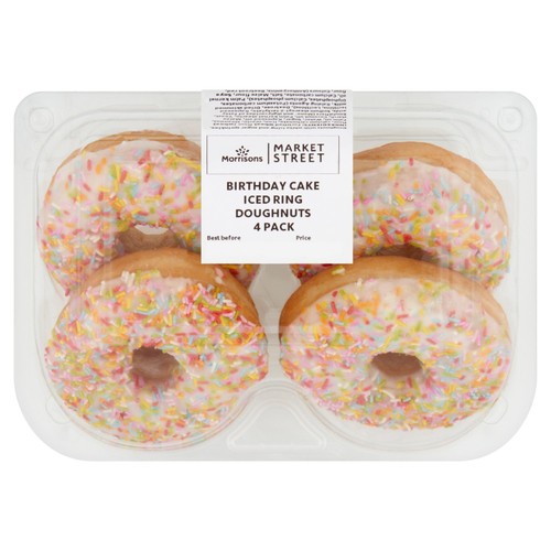 Morrisons Birthday Cake Iced Ring Doughnuts 