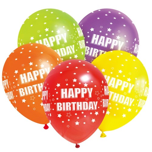 Nutmeg Multi-Colored Happy Birthday Latex Balloons 