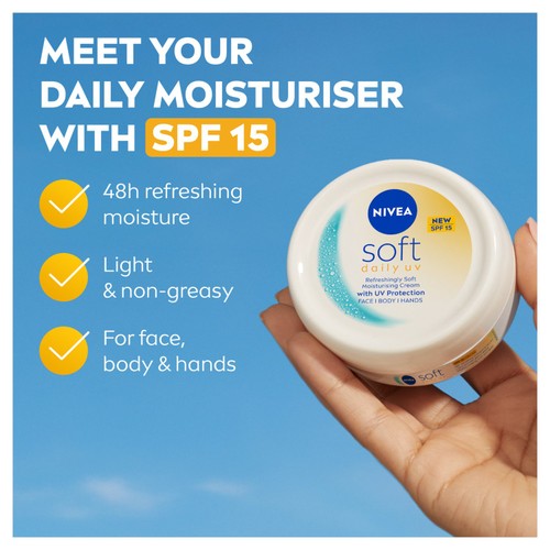 NIVEA Soft Daily UV Moisturiser for Face Hand & Body SPF15 100ml thumbnail 3