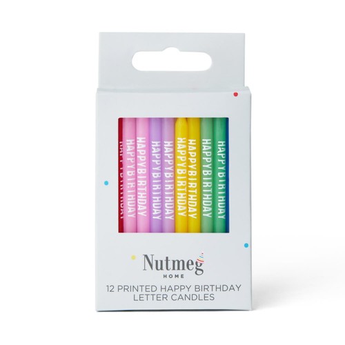 Nutmeg Happy Birthday Printed Candles