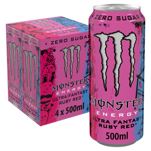 Monster Energy Drink Ultra Fantasy Ruby Red Zero Sugar 4 x 500ml
