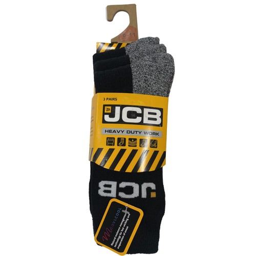 JCB Mixed Workwear Sock 3 Pairs Size 6-11