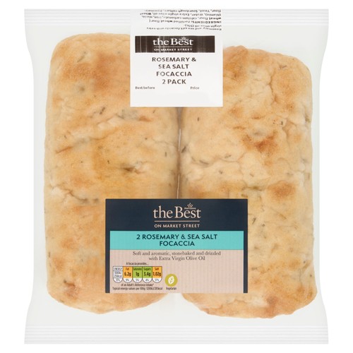 Morrisons The Best Focaccia Rosemary & Sea Salt 2 Pack thumbnail 2