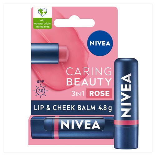 NIVEA Caring Beauty Rose Lip & Cheek Balm 4.8g thumbnail 2