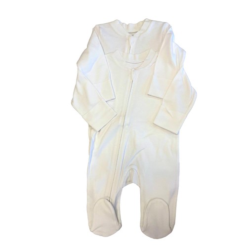 Nutmeg 0-1 Month Newborn White Double Zipped Baby Sleepsuits 2 Pack