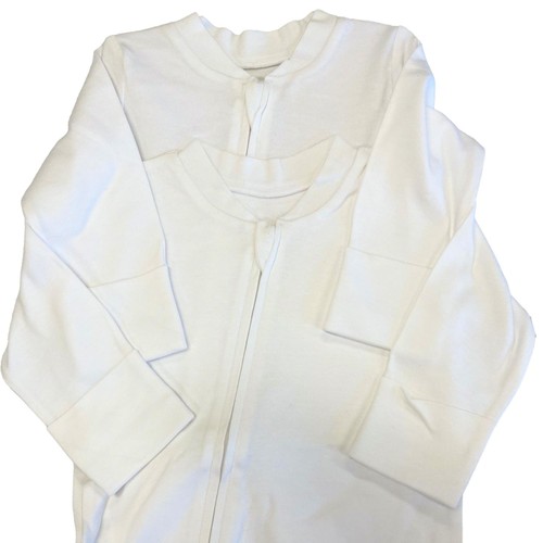 Nutmeg 3 Months White Double Zipped Baby Sleepsuits 2 Pack  thumbnail 2
