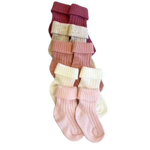 Nutmeg Pink Rib Socks 5 Pack Newborn