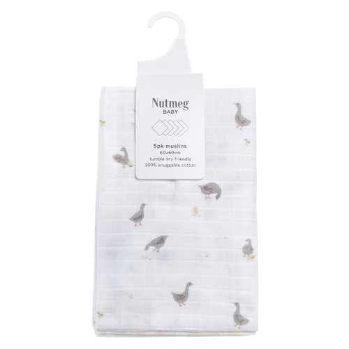 Nutmeg Baby Muslins 5 Pack