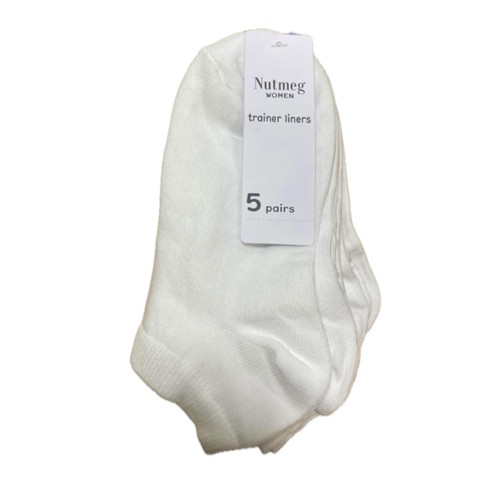 Nutmeg Size 6-8 Ladies White Trainer Liners 