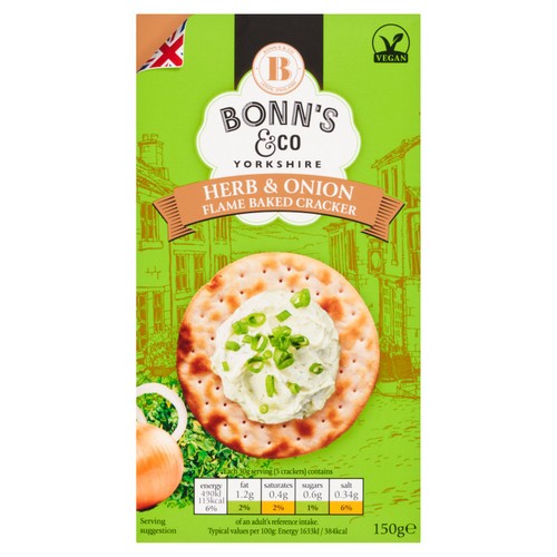 Bonn's & Co Herb & Onion Flamed Baked Crackers 150g
