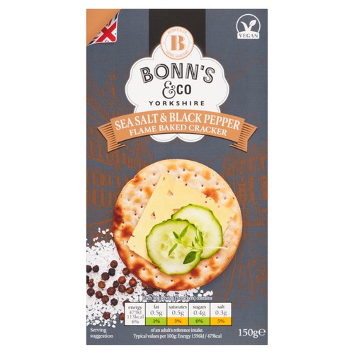 Bonn's & Co Sea Salt & Black Pepper Flamed Baked Crackers 150g