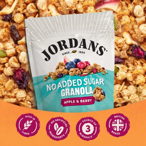 Jordans No Added Sugar Apple & Berry Granola Breakfast Cereal 425g thumbnail 3