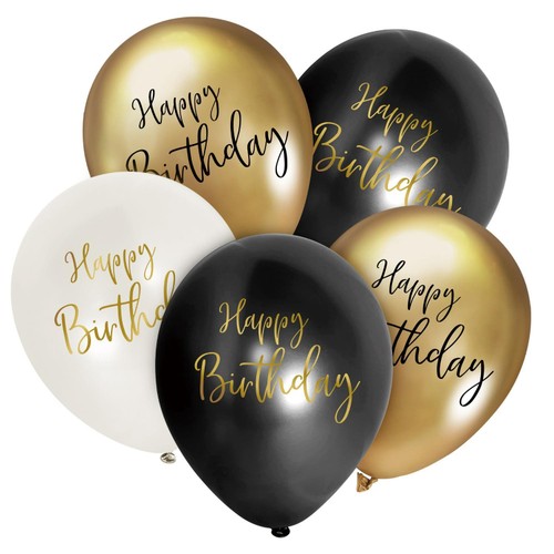 Nutmeg Metallic Happy Birthday Latex Balloons 