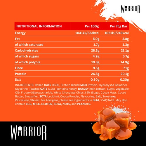 Warrior Raw Protein Flapjack Salted Caramel 75g thumbnail 4