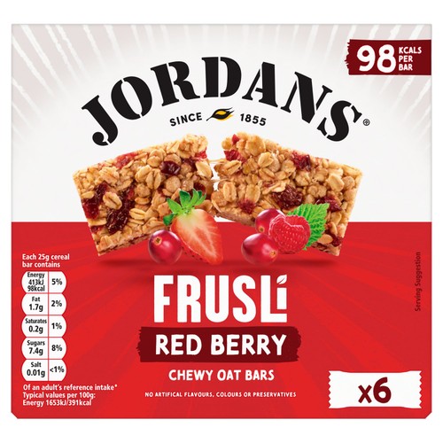 Jordans Frusli Juicy Red Berry Chewy Oat Cereal Bars 6 x 25g