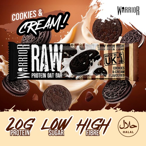 Warrior Raw Protein Flapjack Cookies And Cream 75g thumbnail 2