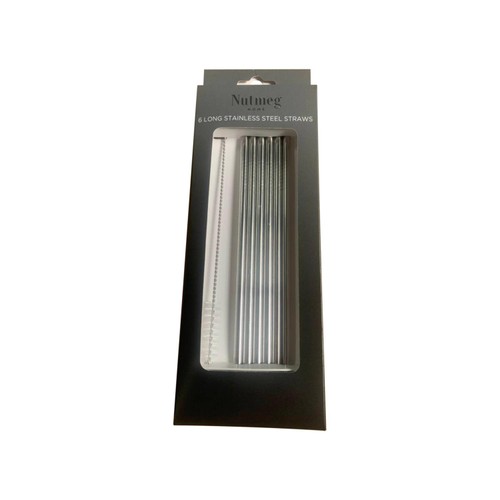 Nutmeg Home 6pc Long Steel Drinking Straws