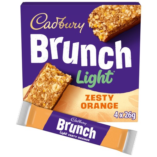 Cadbury Brunch Bar Orange Light Cereal Bars 4x26g