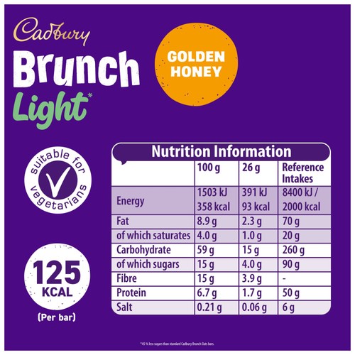 Cadbury Brunch Light Oat & Honey Cereal Bars 4x26g thumbnail 4