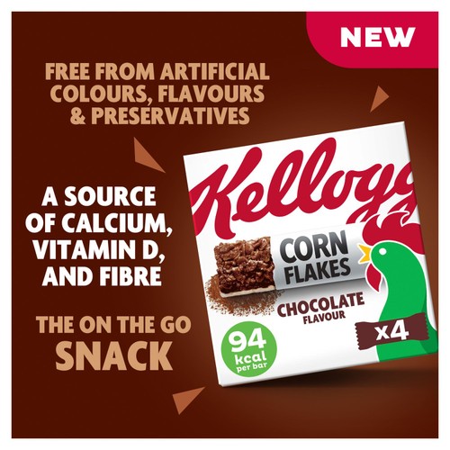 Kellogg's Corn Flakes Chocolate cereal and milk snack bars 4x24g thumbnail 3