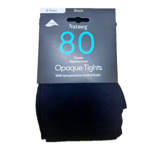 Nutmeg 80D Opaque Tights Black With Lycra Medium