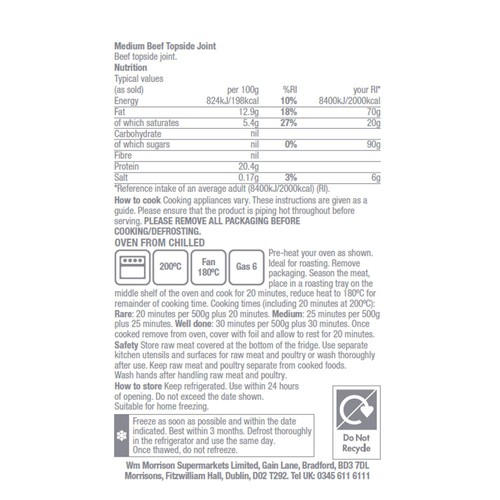 Morrisons British Beef Topside Joint Medium 1kg thumbnail 2