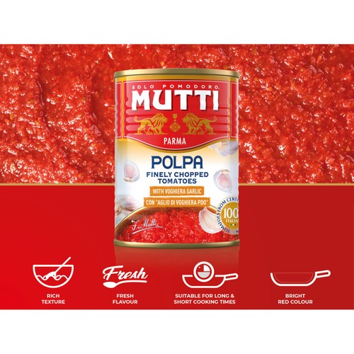 Mutti Finely Chopped Tomatoes with Garlic 400g thumbnail 2