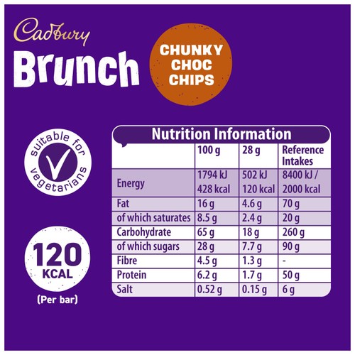 Cadbury Brunch Chocolate Chip Cereal Bars 10x28g thumbnail 4