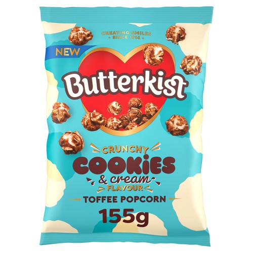 Butterkist Cookies & Cream Flavour Toffee Popcorn 155g thumbnail 2