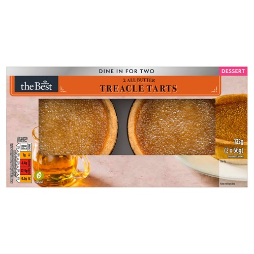 Morrisons The Best All Butter Treacle Tarts Dessert 2 x 66g (132g)