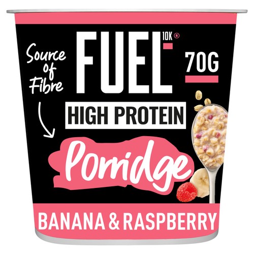 FUEL10K High Protein Banana & Raspberry Porridge Oat Cereal Pot 70g