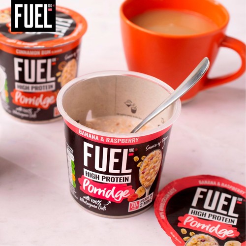 FUEL10K High Protein Banana & Raspberry Porridge Oat Cereal Pot 70g thumbnail 3
