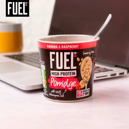 FUEL10K High Protein Banana & Raspberry Porridge Oat Cereal Pot 70g thumbnail 4