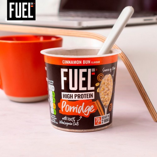 FUEL10K High Protein Cinnamon Bun Porridge Oat Cereal Pot 70g thumbnail 4