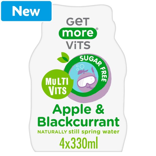 Get More Vits Apple & Blackcurrant Sugar Free Multivits Drink  4x330ml