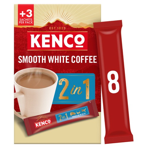 Kenco 2 In 1 Smooth White Coffee 8 Sachets 