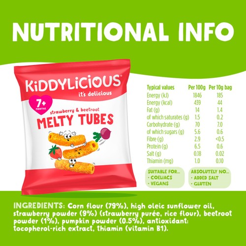 Kiddylicious Strawberry & Beetroot Melty Tubes 7+ Months 4x10g thumbnail 4