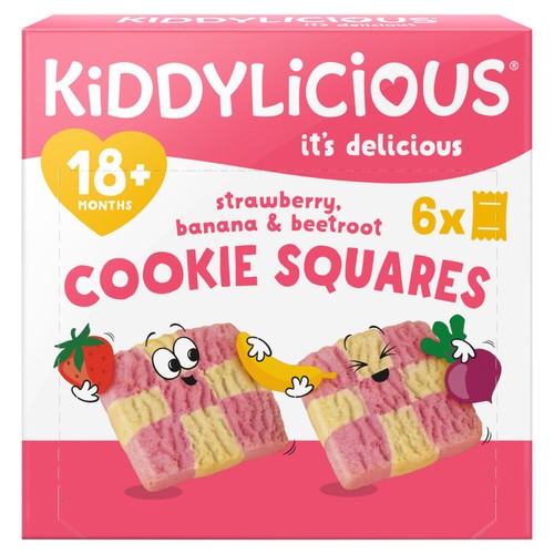 Kiddylicious Strawberry, Banana & Beetroot Cookie Squares 18+M 6x24g thumbnail 2